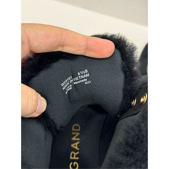 Cole Haan Boots Size 6.5B Womens Hiking Waterproof Black Lugged Sole Booties NEW - Picture 8 of 10